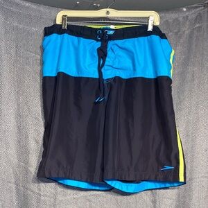 Speedo Men's Vibrant Blue and Black Board Shorts